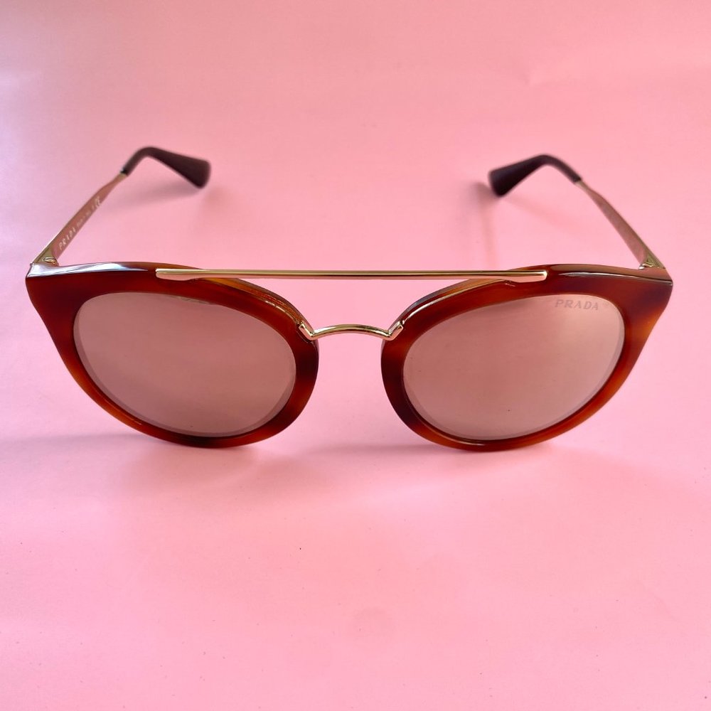 Prada Tortoise Shell Gold-Mirrored Sunglasses - image 4